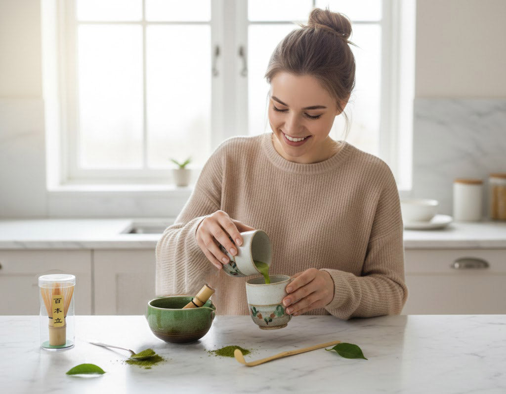 Matcha Tea Making Set with Bowl, Whisk & Stand, Spoon, Sieve