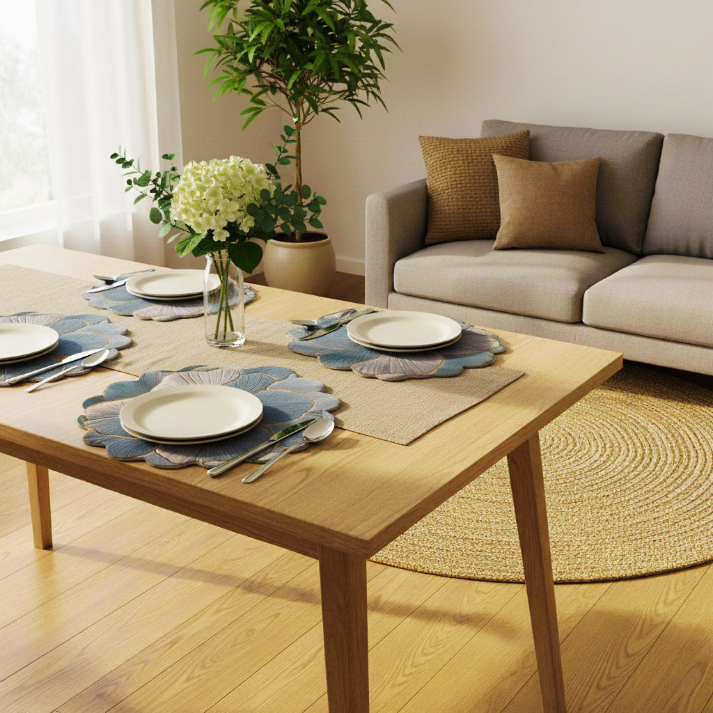 Ginkgo Biloba Japandi Decor Fabric Table Mats Woven Polyester 38 cm