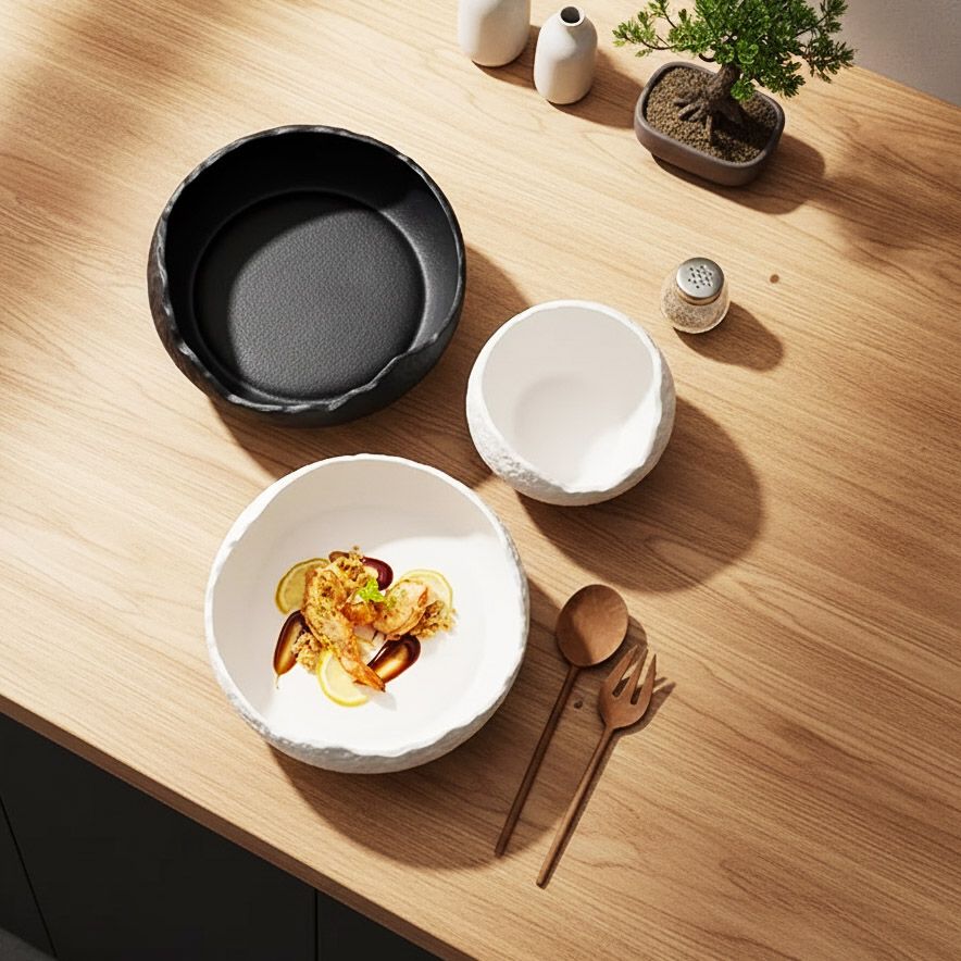 Japanese Wabi Sabi Style Ceramic Serving Bowl for Salad, Vegetable or Similar