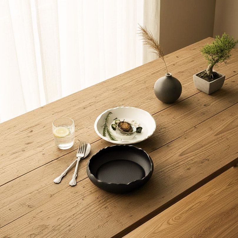 Japanese Wabi Sabi Style Ceramic Serving Bowl for Salad, Veg or Similar